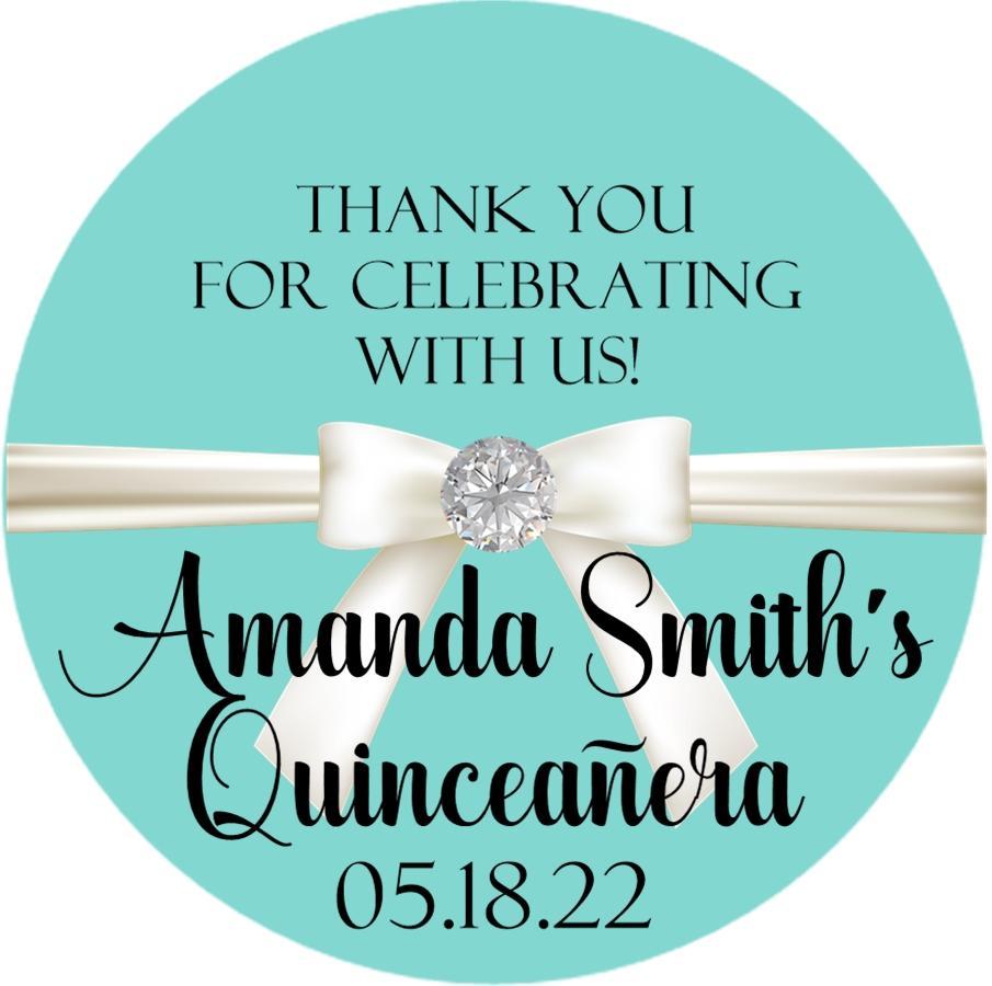 Tiffany blue Quinceañera sticker with white bow