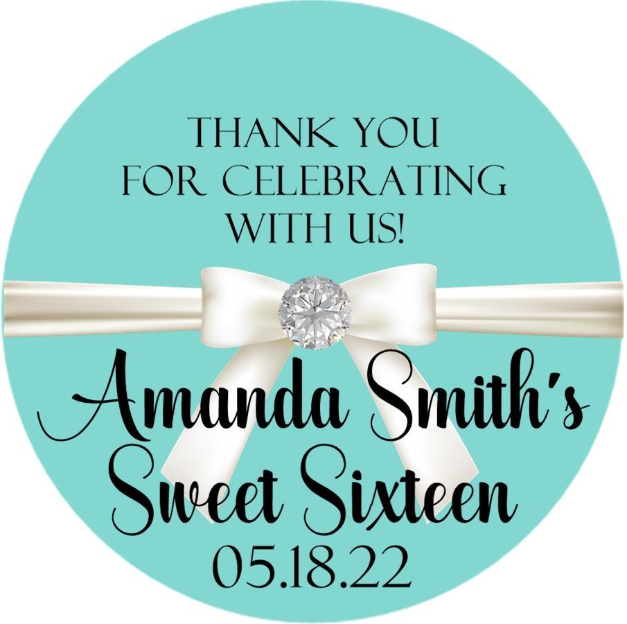 Tiffany blue Sweet Sixteen sticker with white bow