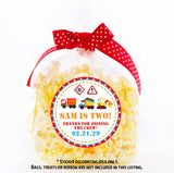 Toddler and young boys construction party favor sticker design