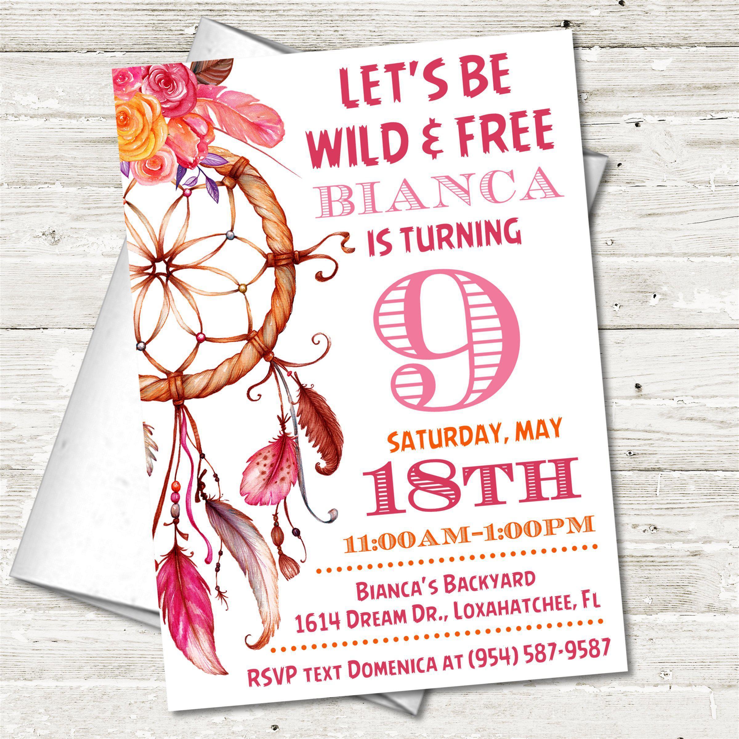 Tribal Feather Dreamcatcher Birthday Party Invitations
