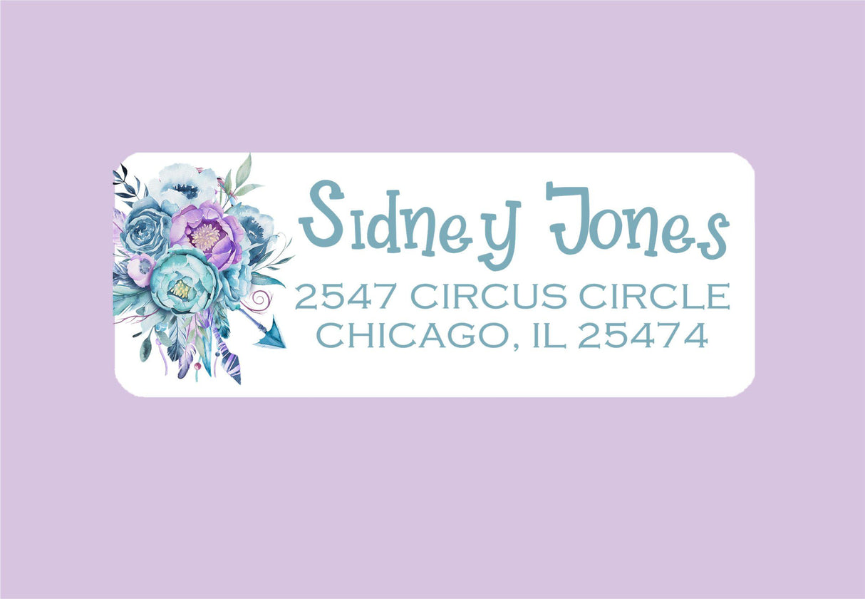 Tribal arrow address labels with boho floral design