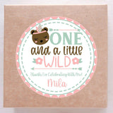 Tribal bear One and a Little Wild birthday sticker