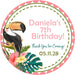 Tropical Luau Toucan Birthday Party Stickers Or Favor Tags