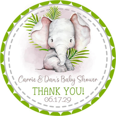 Tropical Safari Elephant Baby Shower Stickers