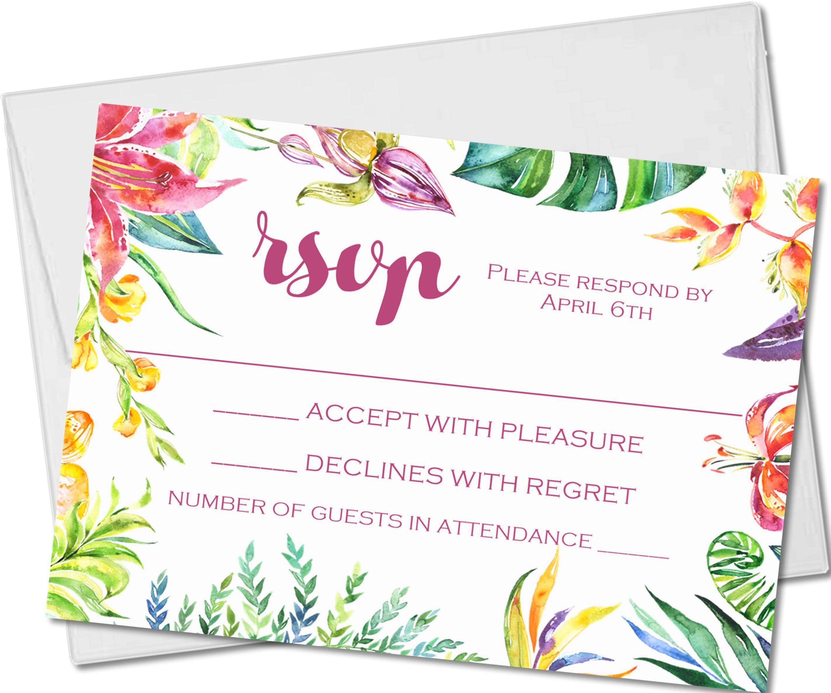Tropical Watercolor Wedding Invitations + RSVP Sets