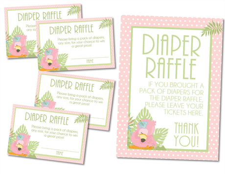 Tropical Flamingo Baby Shower Diaper Raffle Tickets Printable PDF Download