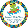 Tropical frog party favor label for summer birthdays