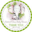 Tropical safari elephant baby shower stickers – green jungle design