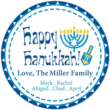 Turquoise And Blue Happy Hanukkah Stickers