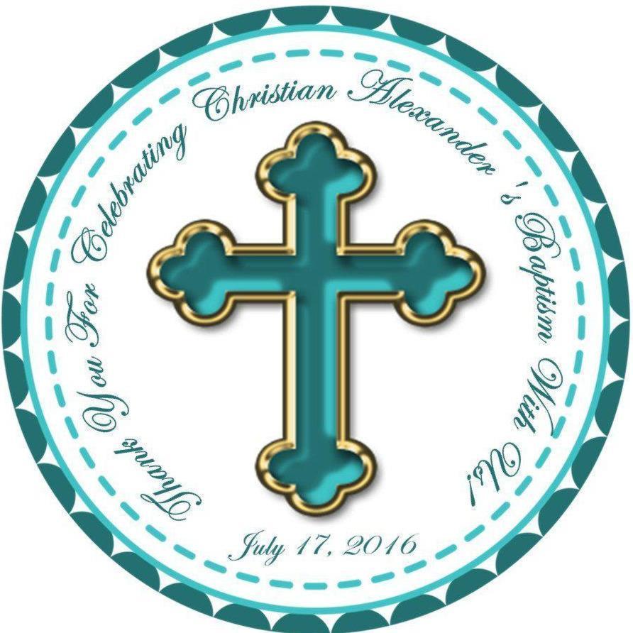 Turquoise And Gold Baptism Stickers