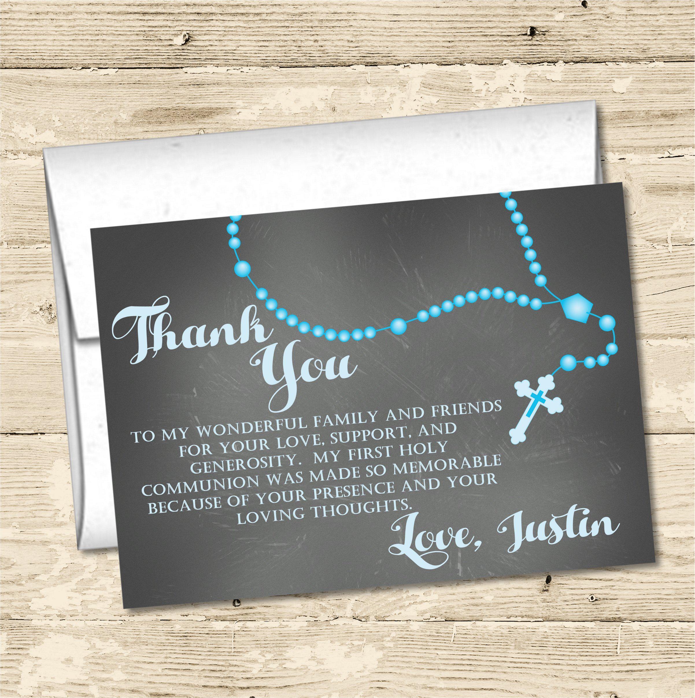 Turquoise First Communion Thank You Cards
