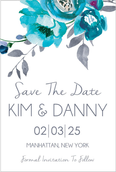 Turquoise Floral Wedding Save The Date Cards