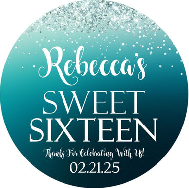 Turquoise Sweet 16 Stickers Or Favor Tags
