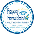 Turquoise and blue Hanukkah sticker with menorah design
