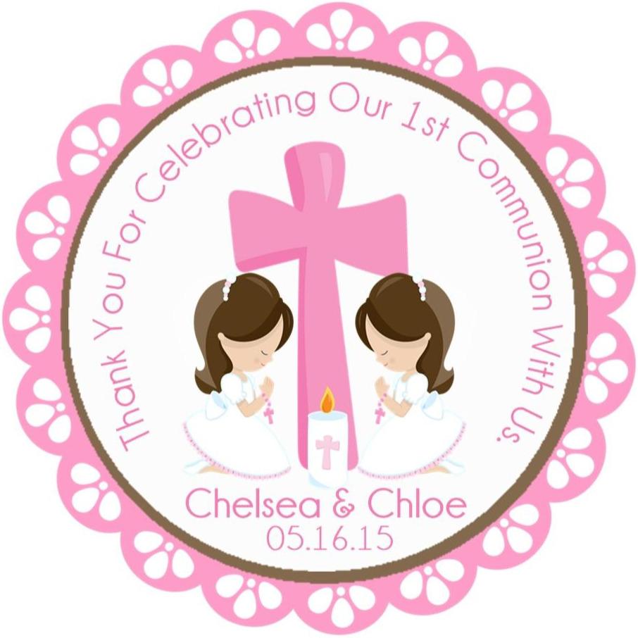 Twin Girls First Communion Stickers