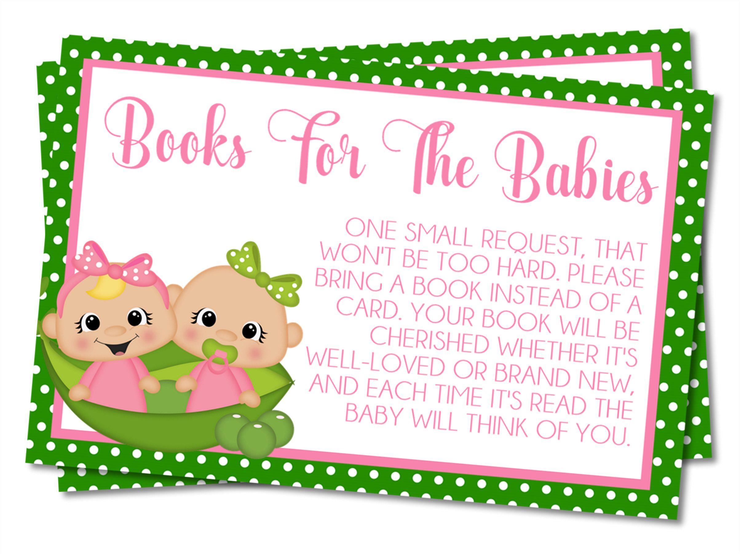 Twin Girls Peas In A Pod Book Request Cards
