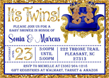 Twins Prince Baby Shower Invitations