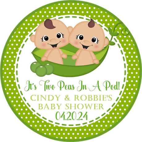 Two peas in a pod twin baby thank-you label