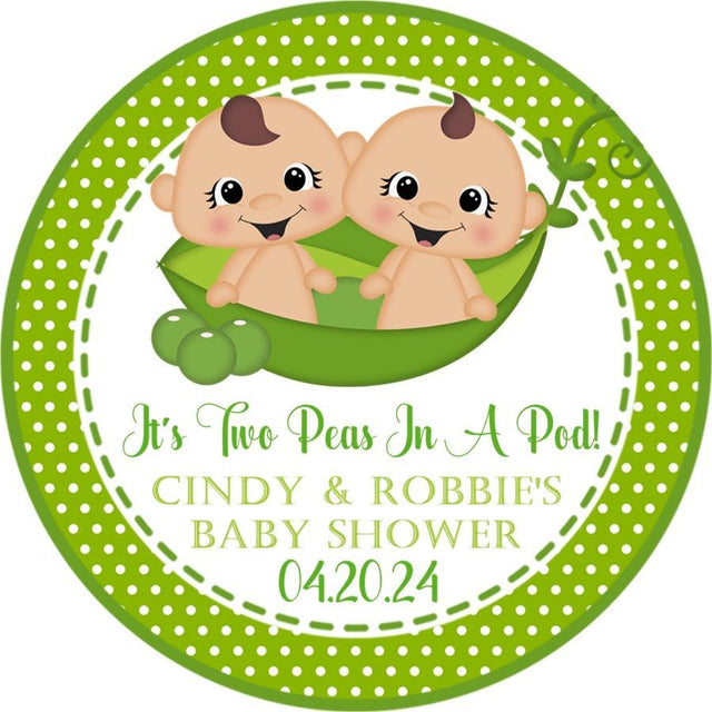 Two peas in a pod twin baby thank-you label