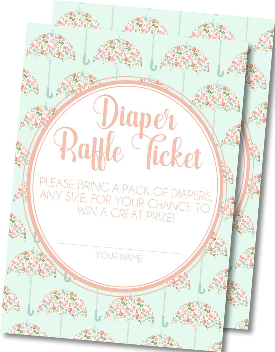 Umbrella Raffle Umbrella Diaper Raffle Tickets – Party Beautifully