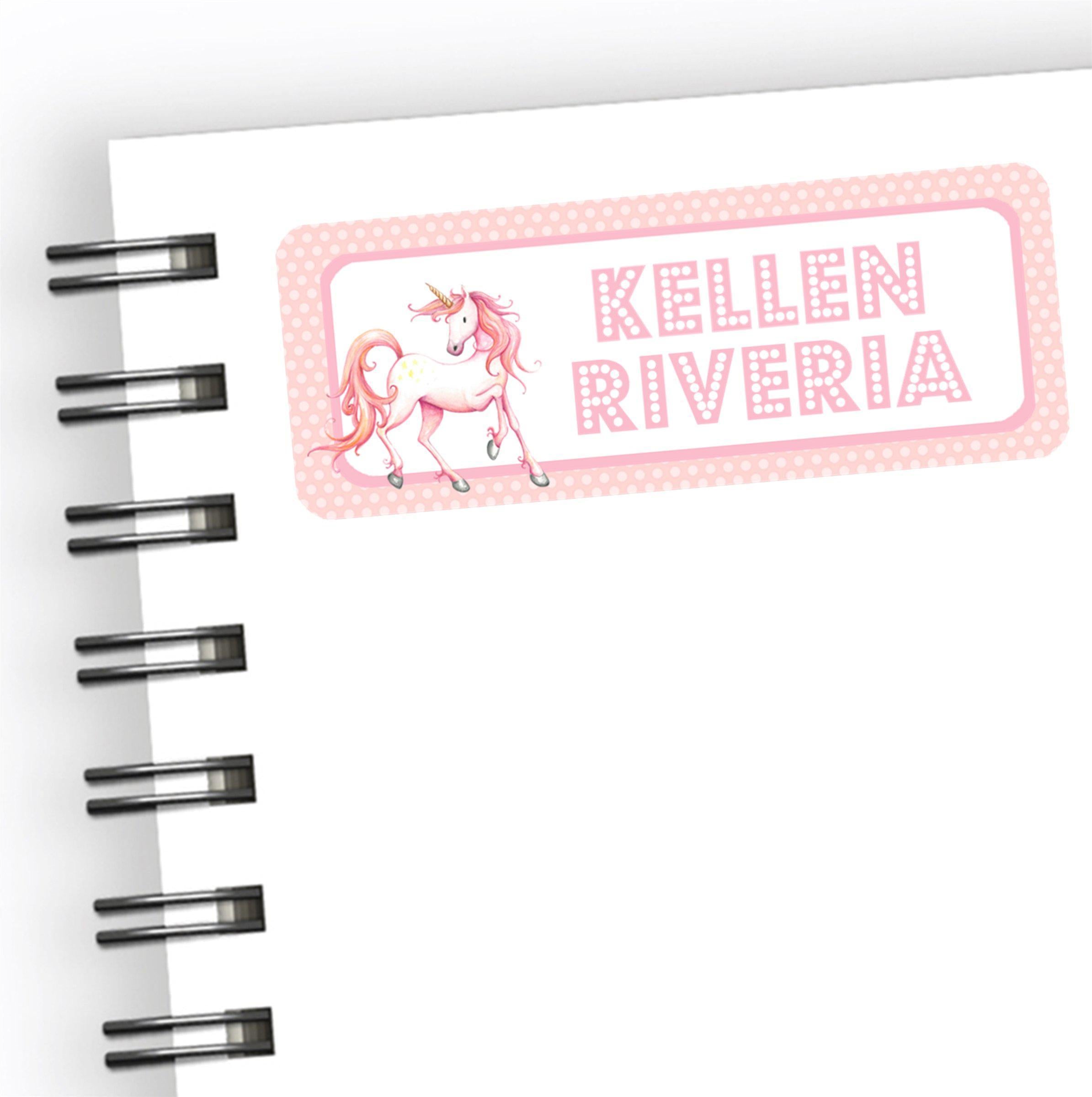 Unicorn Back To School Supply Name Labels