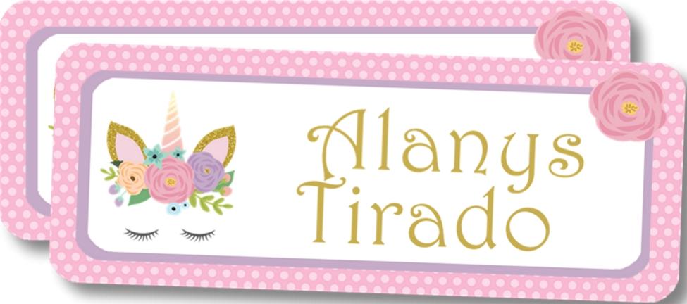 Unicorn Back To School Supply Name Labels