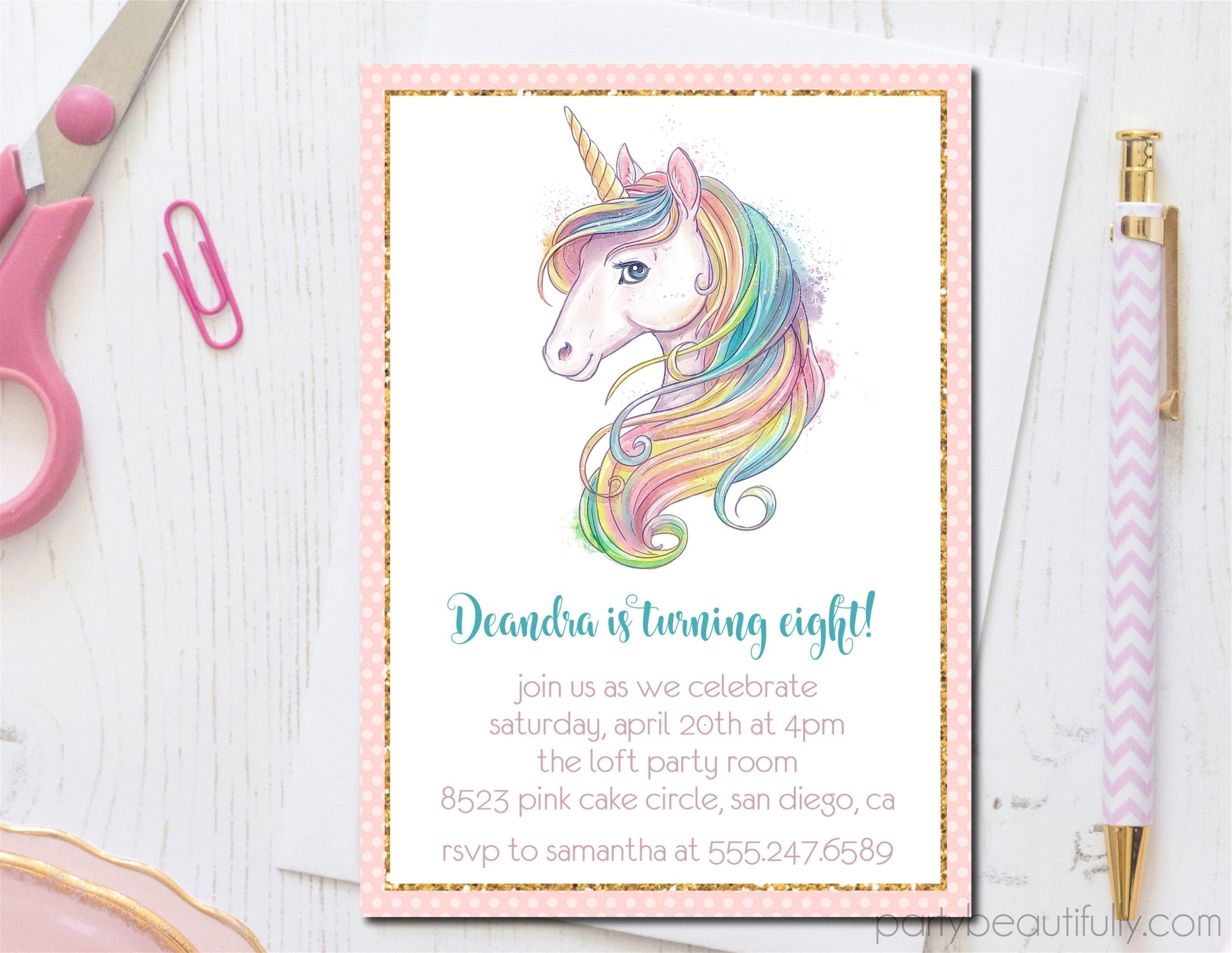 Unicorn Birthday Party Invitations