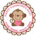 Valentine monkey holding a pink heart personalized sticker