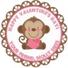 Valentine monkey holding a pink heart personalized sticker
