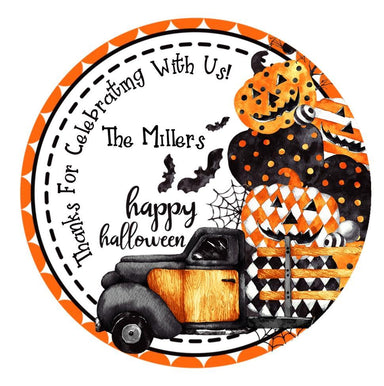 Vintage Pumpkin Truck Halloween Stickers