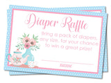 Vintage Tea Party Diaper Raffle Tickets Printable