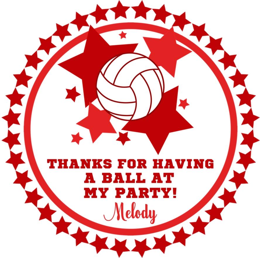 Volleyball Birthday Party Stickers Or Favor Tags