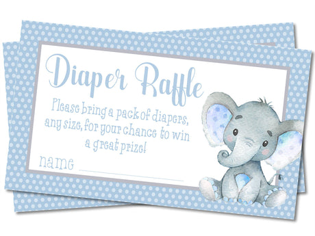 Watercolor Blue Elephant Diaper Raffle Printable