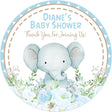 Watercolor elephant baby shower stickers with flowers