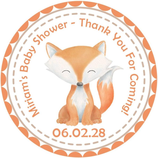Watercolor fox baby shower sticker
