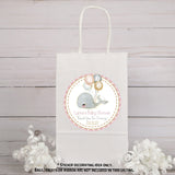 Watercolor gray whale baby shower sticker