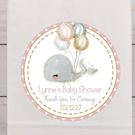 Watercolor gray whale baby shower sticker