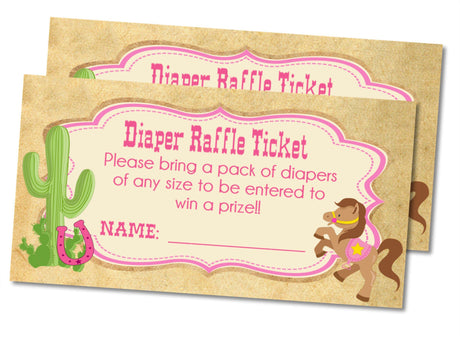 Western Cowgirl Baby Shower Diaper Raffle Instant PDF Download