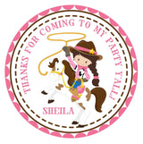 Western birthday party favor label for girls