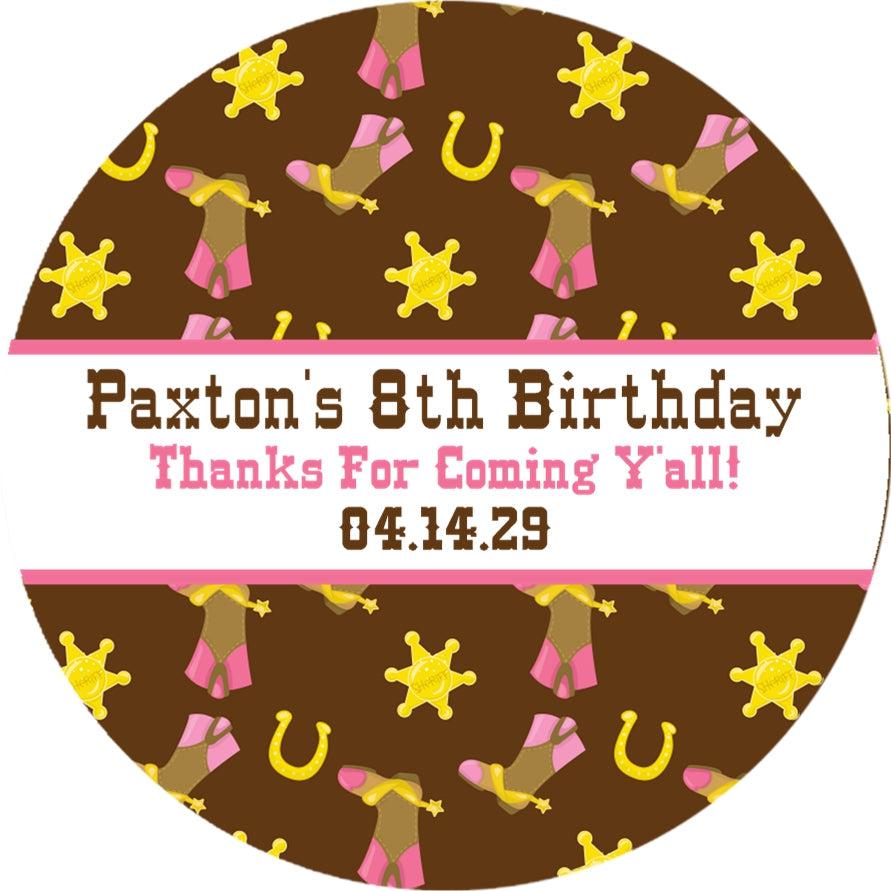 Western boot party favor labels personalized