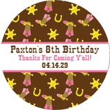 Western boot party favor labels personalized