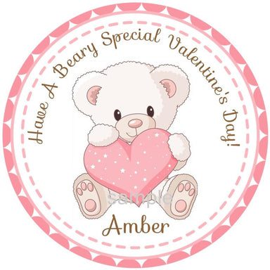 White Teddy Bear Valentine's Day Stickers
