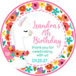 White llama floral birthday sticker
