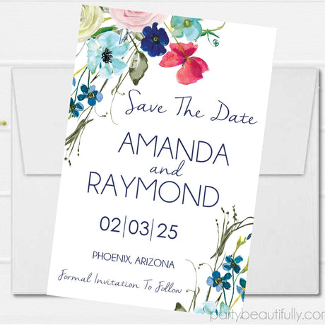 Wildflower wedding save the date cards