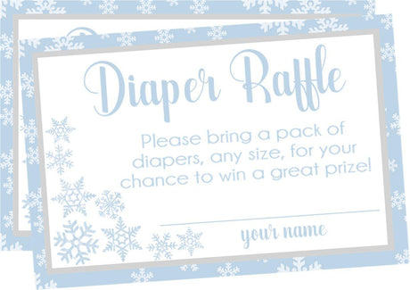 Winter Snowflake Baby Shower Diaper Raffle Tickets Printable PDF Download