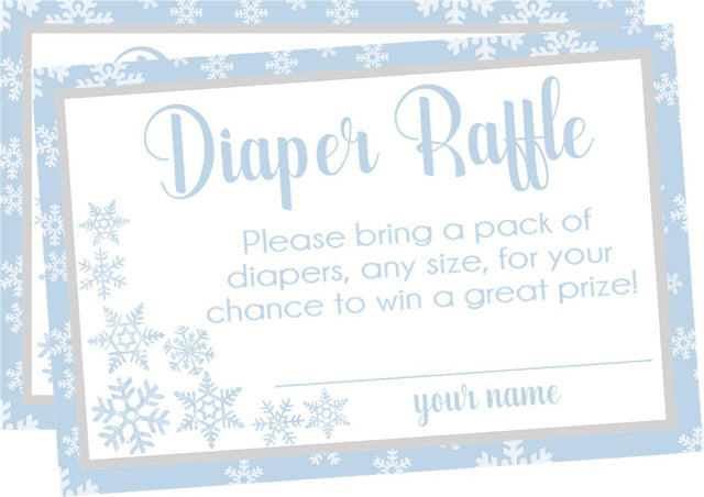 Winter Snowflake Baby Shower Diaper Raffle Tickets Printable PDF Download