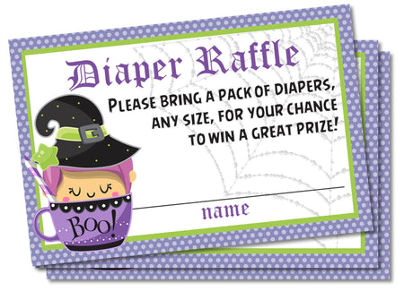 Witch Baby Shower Diaper Raffle Tickets Printable PDF Download