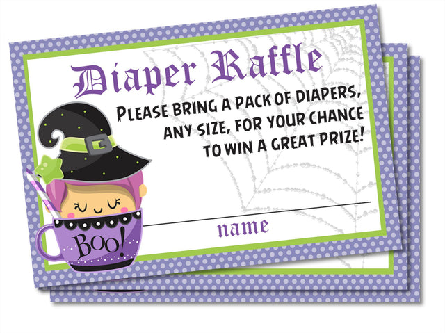Witch Baby Shower Diaper Raffle Tickets Printable PDF Download