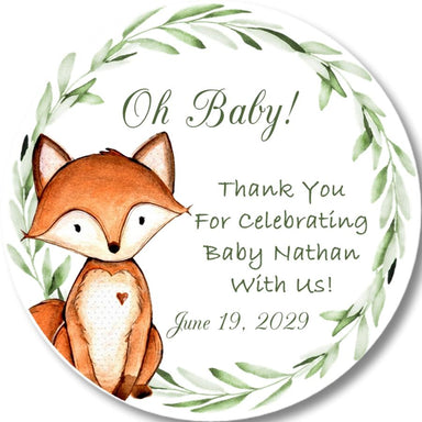 Woodland Fox Baby Shower Stickers Or Favor Tags