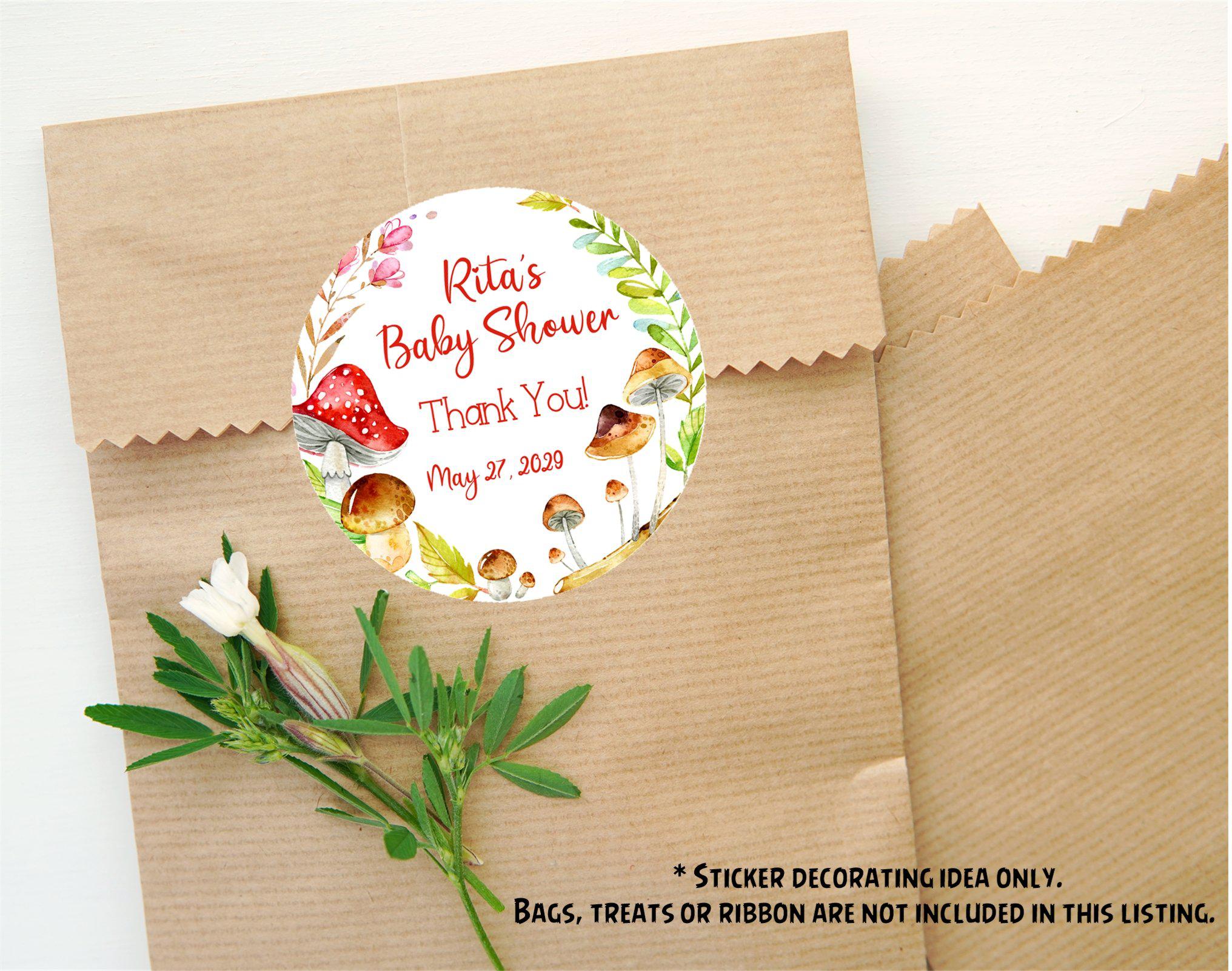 Woodland Mushroom Baby Shower Stickers Or Favor Tags